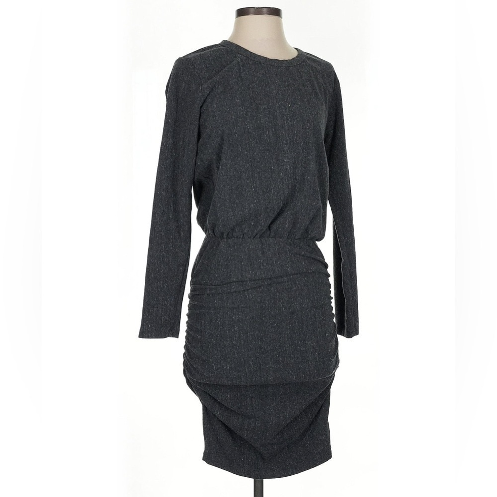 Sundry Dark Gray Ruched Long Sleeve Dress Size 1